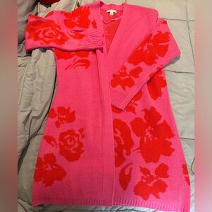 Cato Pink and Red Floral Cardigan
